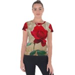 Red Rose Art Short Sleeve Sports Top 