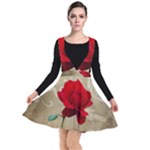 Red Rose Art Plunge Pinafore Dress