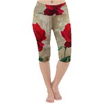 Red Rose Art Lightweight Velour Cropped Yoga Leggings