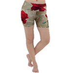 Red Rose Art Lightweight Velour Yoga Shorts