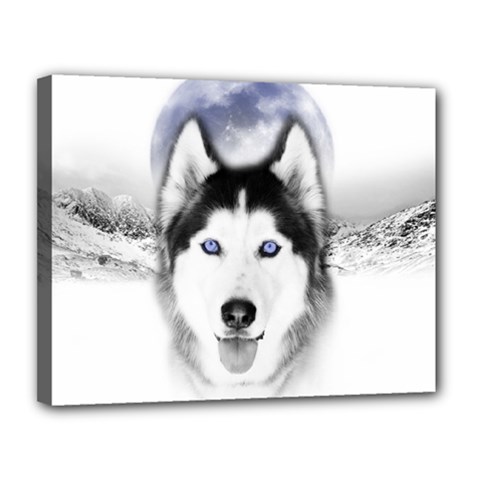 Wolf Moon Mountains Canvas 14  x 11  (Stretched) from ArtsNow.com