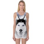 Wolf Moon Mountains One Piece Boyleg Swimsuit