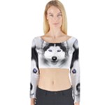 Wolf Moon Mountains Long Sleeve Crop Top