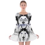 Wolf Moon Mountains Long Sleeve Skater Dress