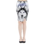 Wolf Moon Mountains Midi Wrap Pencil Skirt