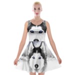 Wolf Moon Mountains Velvet Skater Dress