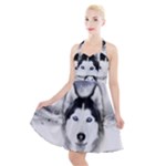 Wolf Moon Mountains Halter Party Swing Dress 