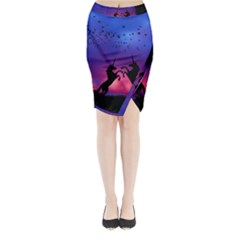 Unicorn Sunset Midi Wrap Pencil Skirt from ArtsNow.com