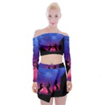 Unicorn Sunset Off Shoulder Top with Mini Skirt Set