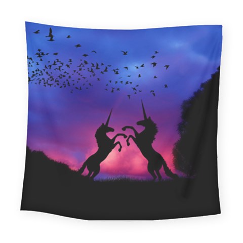Unicorn Sunset Square Tapestry (Large) from ArtsNow.com
