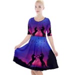 Unicorn Sunset Quarter Sleeve A-Line Dress