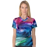 Water Paint V-Neck Sport Mesh Tee