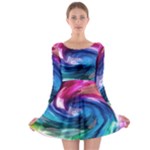 Water Paint Long Sleeve Skater Dress