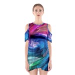 Water Paint Shoulder Cutout One Piece Dress