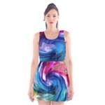 Water Paint Scoop Neck Skater Dress