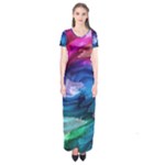 Water Paint Short Sleeve Maxi Dress