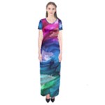 Water Paint Short Sleeve Maxi Dress