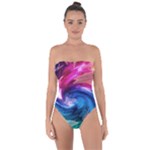 Water Paint Tie Back One Piece Swimsuit