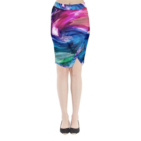 Water Paint Midi Wrap Pencil Skirt from ArtsNow.com