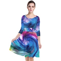 Quarter Sleeve Waist Band Dress 