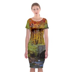 Classic Short Sleeve Midi Dress Front Classic Short Sleeve Midi Dress Front