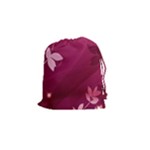 Pink Flower Art Drawstring Pouch (Small)