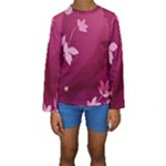 Pink Flower Art Kids  Long Sleeve Swimwear