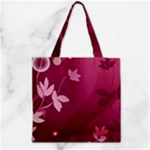 Pink Flower Art Zipper Grocery Tote Bag