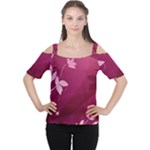 Pink Flower Art Cutout Shoulder Tee