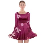 Pink Flower Art Long Sleeve Skater Dress