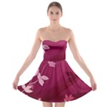Pink Flower Art Strapless Bra Top Dress