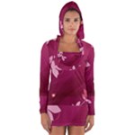 Pink Flower Art Long Sleeve Hooded T-shirt