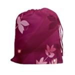 Pink Flower Art Drawstring Pouch (XXL)