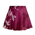 Pink Flower Art Mini Flare Skirt