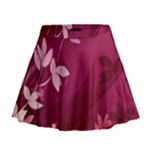 Pink Flower Art Mini Flare Skirt