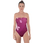 Pink Flower Art Tie Back One Piece Swimsuit