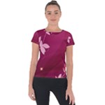 Pink Flower Art Short Sleeve Sports Top 