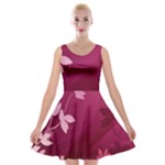 Pink Flower Art Velvet Skater Dress