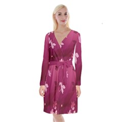 Long Sleeve Velvet Front Wrap Dress 