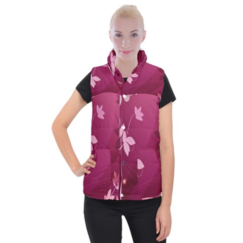 Pink Flower Art Women s Button Up Vest from ArtsNow.com