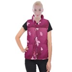 Pink Flower Art Women s Button Up Vest