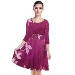 Quarter Sleeve Waist Band Dress 