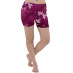 Pink Flower Art Lightweight Velour Yoga Shorts