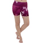 Pink Flower Art Lightweight Velour Yoga Shorts