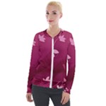 Pink Flower Art Velour Zip Up Jacket