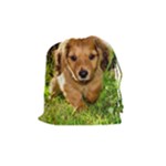 Puppy In Grass Drawstring Pouch (Medium)