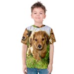 Puppy In Grass Kids  Cotton Tee