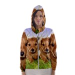 Puppy In Grass Women s Hooded Windbreaker