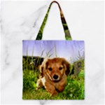 Puppy In Grass Zipper Grocery Tote Bag