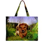 Puppy In Grass Zipper Mini Tote Bag